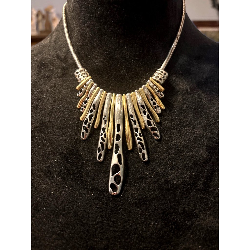 GoldSilver Tone Necklace Princess Fringe Lobster Clasp Luxury 16 Glam Dazzle